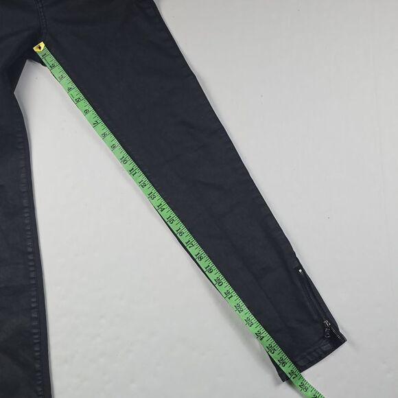 Zara Basic -1172 Coated Jeans Black Skinny Leg Mid Rise Ankle Zippers 26 / 4 - Picture 9 of 9